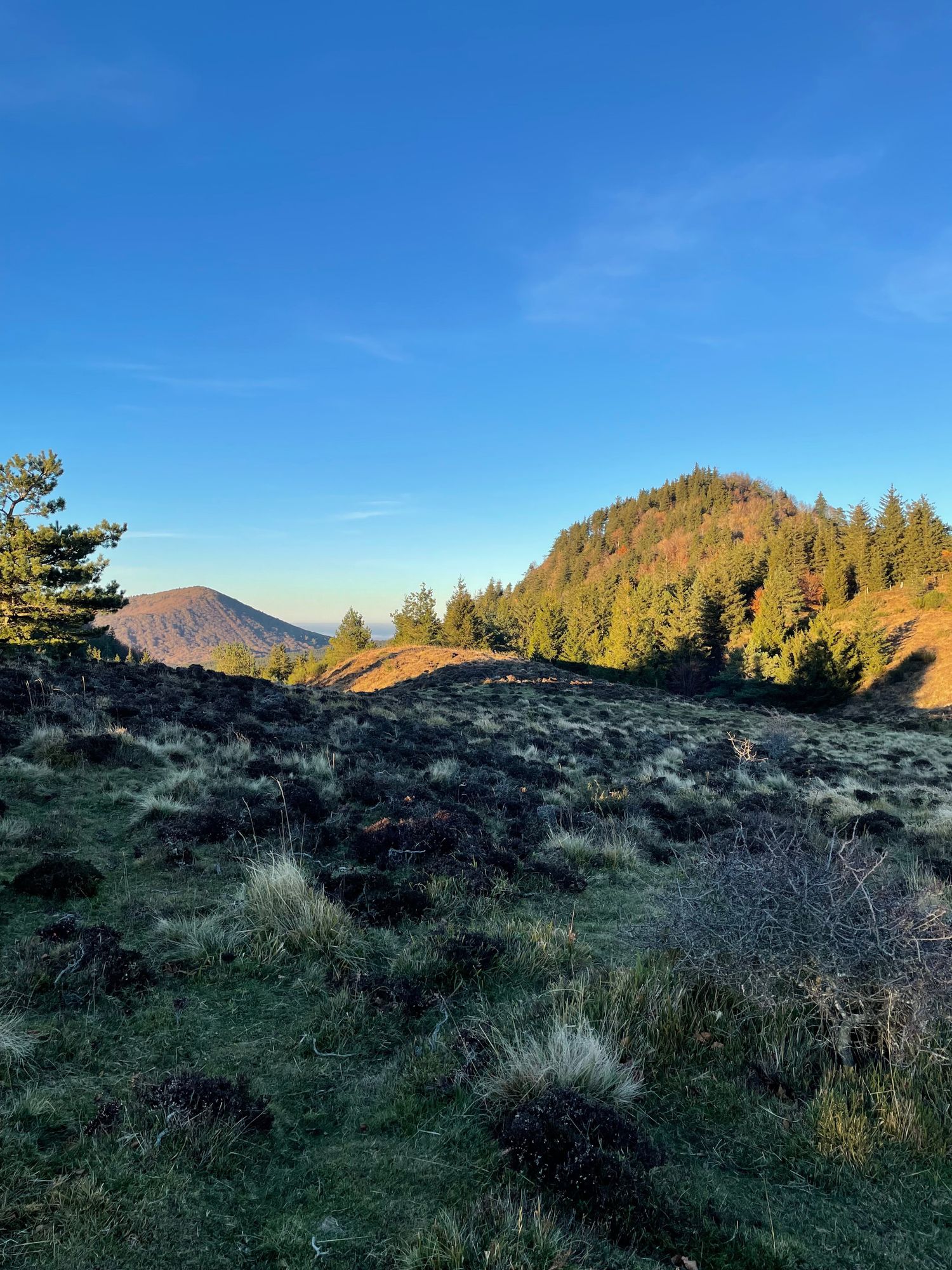 Vue sur l'aiguille du Puy Chopine, unique dans la chaîne des Puys.