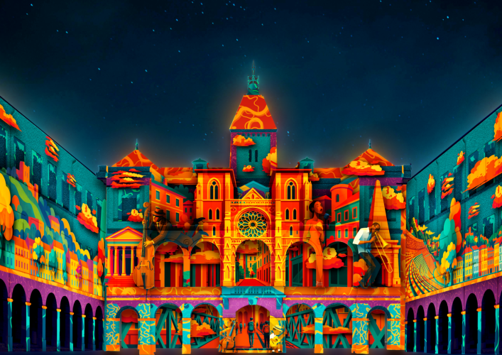 Projections son et lumière à l'Hôtel de Ville de Vienne