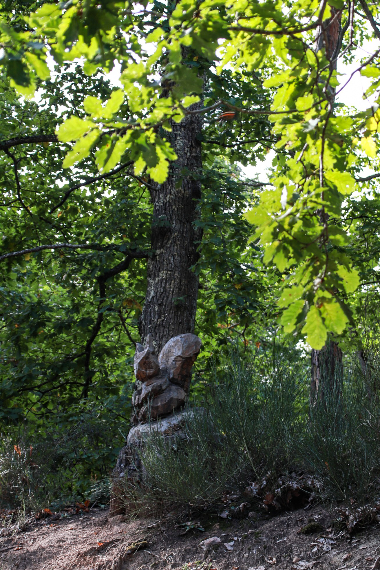 Une des sculptures en bois de Châtel-Guyon dans le Puy-de-Dôme à découvrir en famille.